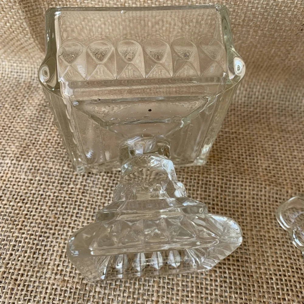 Vintage Glass Jewelry Dish Glass Bowl with Lid